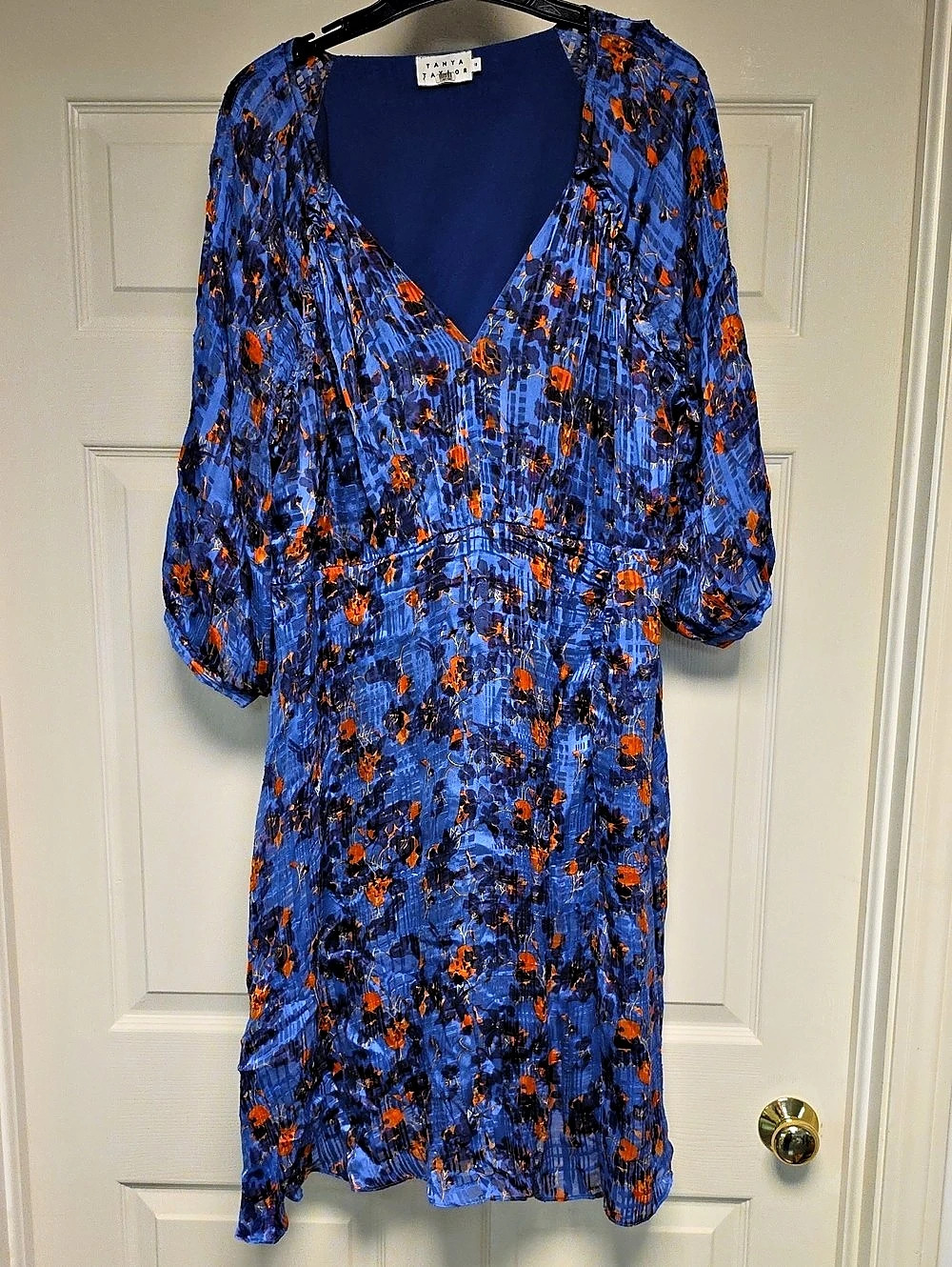 Tanya Taylor Floral Mini Dress in Blue & Orange Size 18 Like New